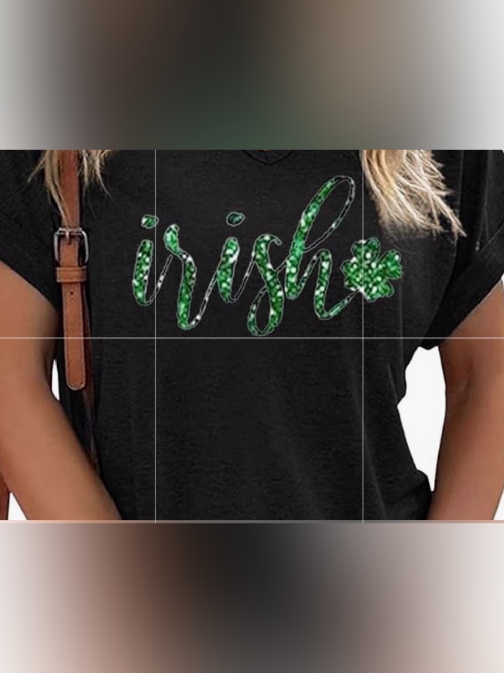 Women's 'Irish' V-Neck Graphic Tee in Black and Green. NIB